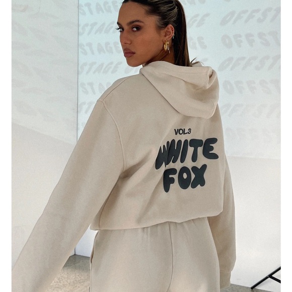 Fox Tops - White fox Cream Hoodie